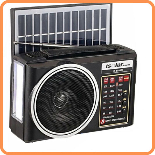 Multi-Band Emergency Radio with Solar Charging or Battery & Bluetooth Speaker