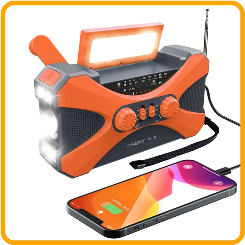 Emergency Crank & Solar Radio, Flashlight, Phone Charger & SOS Alarm