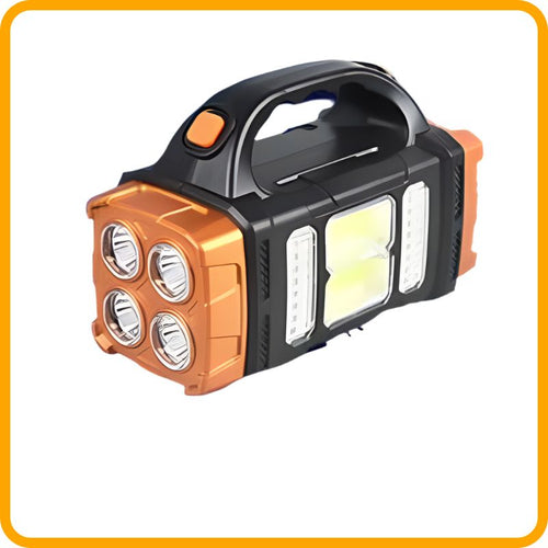 Solar & USB Rechargeable LED Flashlight – Waterproof | Power Bank Function