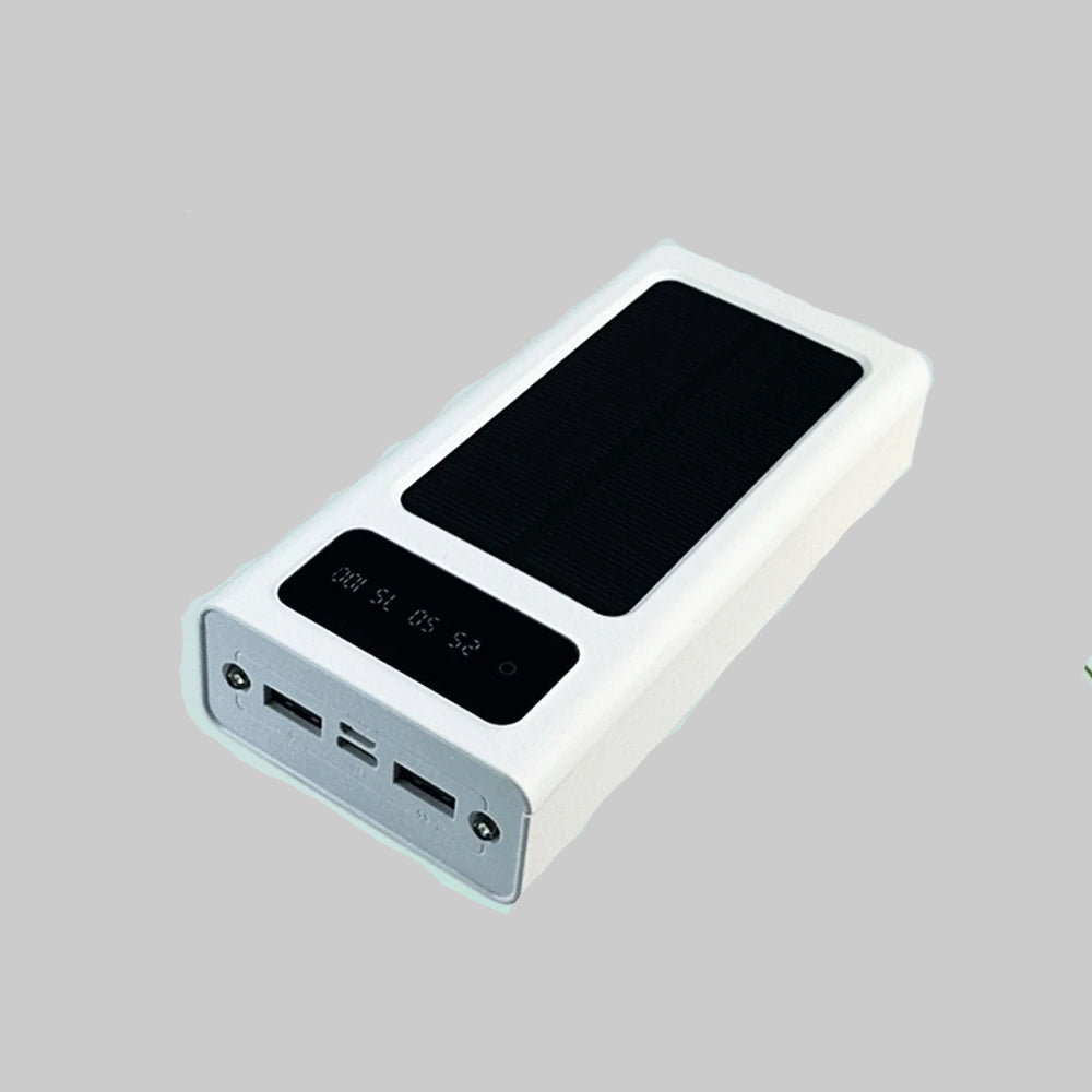 80,000mAh Solar Power Bank with Built-In Cables – Dual USB Output for iPhone, Xiaomi; reliable emergency charger.