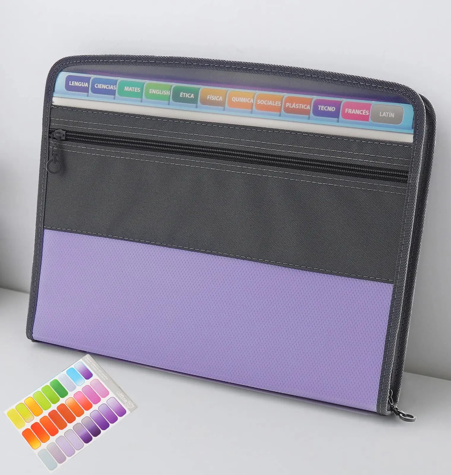 Accordion File Organizer with Safe Zipper, 13 Pocket Expanding File Folder with Front Pencil Pouch for school and office use.