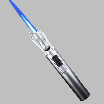 Powerful Torch Lighter – Windproof Jet Flame with Safety Lock | Refillable Butane Gas Lighter for Emergencies in action.